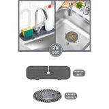 Flora 2’li Lavabo Matı ve Süzgeç Seti, Musluk Sünger Matı + Süzgeçli Banyo Küvet Evye Tıkacı Gider Kapağı