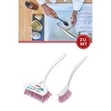 Flora 2’Li Trendy Temizlik Seti, F367 Bulaşık Fırçası + F388 Lavabo Küvet Fırçası Seti