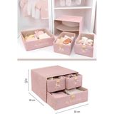 Flora 3 Bölmeli Baby Çekmece, Yenidoğan Bebek Kıyafet Çamaşır Patik Bez Düzenleyici Kutu Pembe - 1 Adet - 30 x 30 x 23 cm