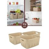 Flora 3'lü Dolap Içi Düzenleyici Sepet Seti, Mutfak Buzdolabı Organizer Tezgah Üstü Sepet 3x3,5 Litre - Bej - Adet