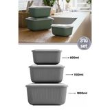 Flora 3’Lü Erzak Gıda Saklama Kabı, Buzdolabı Düzenleyici Organizer 3’Lü Set (600Ml,1100Ml,1800Ml)