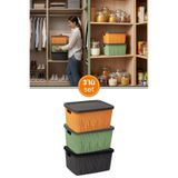 Flora 3'Lü Kapaklı Dolap İçi Düzenleyici Sepet Seti, Banyo Mutfak Buzdolabı Oyuncak Kutusu 3X7 Litre