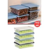 Flora 4'lü Buzdolabı Düzenleyici Set, Buzluk Difriz Derin Dondurucu Buzdolabı Saklama Kabı 4X1100ML - Şeffaf - Renk