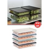 Flora 4'lü Buzdolabı Düzenleyici Set, Buzluk Difriz Derin Dondurucu Buzdolabı Saklama Kabı 4X2200ML - Renkli