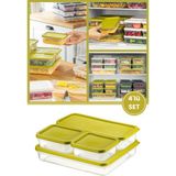 Flora 4’lü Dondurucu Saklama Kabı Seti, Buzdolabı Difriz Erzak Gıda Düzenleyici Set (2600,1200,500,500ML) - Yeşil - Adet