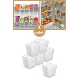 Flora 6 Adet Buzdolabı Kapak Raf Düzenleyici, Mutfak Banyo Çekmece İçi Mini Organizer Kutu 6’Lu Set