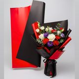 Flora Ambalaj Su Geçirmez Kırmızı & Siyah Çift Taraflı Çiçek Buketi Ambalaj Kağıdı 54,5x54,5 cm - Premium Çiçekçi Buket Ve Hediye Hobi Paketleme Ambalajı (20 Adet) - Kırmızı - Siyah