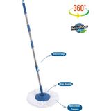 Flora Balerina Döner Başlıklı Mop Sap Seti F181, Saplı Başlıklı Mikrofiber Temizlik Paspası Mavi - Renk