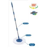 Flora Balerina Döner Başlıklı Mop Sap Seti F181, Saplı Başlıklı Mikrofiber Temizlik Paspası Mavi