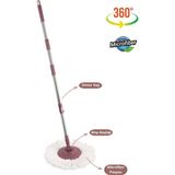 Flora Balerina Döner Başlıklı Mop Sap Seti F181, Saplı Başlıklı Mikrofiber Temizlik Paspası Pembe - Renk