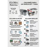 Flora Balerina Galvaniz Saplı Gri Temizlik Seti 1 Takım