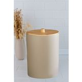 Flora Bambu Desen Kapaklı Mutfak Banyo Plastik Çöp Kovası 6 litre (20x27cm) BEJ