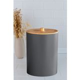 Flora Bambu Desen Kapaklı Mutfak Banyo Plastik Çöp Kovası 6 litre (20x27cm) GRİ