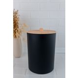 Flora Bambu Desen Kapaklı Mutfak Banyo Plastik Çöp Kovası 6 litre (20x27cm) SİYAH