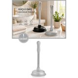 Flora Battal Vantuz Pompa Gri, Mutfak Banyo Lavabo Küvet Wc Tuvalet Gider Açıcı Büyük El Pompası 16X33CM