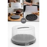 Flora Büyük Boy Pasta Kek Muffin Saklama Taşıma Kabı; Çift Taraf Tabanlı Kilitli Kek Fanusu 34X16CM - Kahverengi - Adet