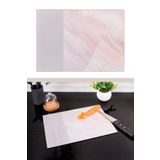 Flora Cam Kesme Tahtası, Temperli Isıya Kırılmaya Dayanıklı Kesim Panosu 25x35 cm VİZON MERMER DESEN
