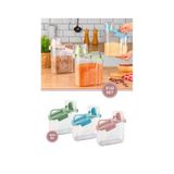 Flora Çok Fonksiyonlu Contalı Sızdırmaz Un Bakliyat Deterjan Saklama Kabı 1100 ML 3'lü Set