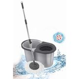 Flora F139 Balerina Otomatik Sıkma Temizlik Seti, Döner Başlıklı Mikrofiber Temizlik Mop Seti Gri