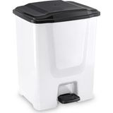 Flora F196-B 10LT Slim Pedallı Beyaz Plastik Çöp Kovası Siyah Kapak