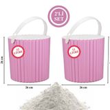 Flora F365 2'li Un ve Yuvarlak Pembe Bakliyat Saklama Kovası