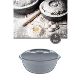 Flora Kapaklı Hamur Leğeni 5 Lt, Çok Amaçlı Pasta Kek Hamur Yoğurma Çırpma Saklama Kabı Un Kutusu Gri