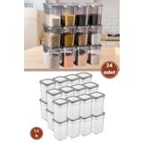 Flora Kare Erzak Saklama Kabı 24'Lü Set, Gıda Baharat Bakliyat Saklama Kabı Orta Boy 24X(1,3 Lt)