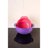 Flora Makarna, Sebze, Meyve Yıkama Süzgeci Badyalı - 5 Litre Karıştırma Kabı Çok Amaçlı Ikili Set 26 cm Pembe Mor - 1 Adet