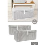 Flora Mega Plus Kutu Hurç, Yorgan Yastık Çarşaf Dolapiçi Düzenleyici Mukavva Destekli (70x40cm) 2 Adet Gri