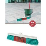 Flora Meydan Dış Mekan Fırçası 50 Cm, Park Bahçe Yaprak Moloz Süpürme Toplama Süpürgesi Sert Çalı Fırça