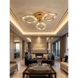 Flora Model Gold 3"lü Ledli 3 Renk Modu Kristal Salon Mutfak Yatak Çocuk Odası Avize