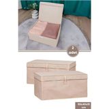 Flora Mukavva Destekli Baza Kutu Hurç, Yatak Kanepe Baza Altı Sıvı Geçirmez Düzenleyici 2 Adet Bej - 50 x 40 x 19 cm