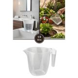 Flora Şeffaf Maşrapa 1,5 litre, Ölçülü Banyo Mutfak Bahçe Kamp Tası Su Kabı Maşrafa 1500ml
