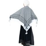 Flora Tekstil 130 X 130 Siyah Kareli Çizgili Filistin Kefiye Eşarp Püsküllü Filistin Puşesi - Siyah - Beyaz