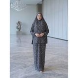 Flora Tekstil Kadın Namaz Elbisesi - Iki Parça Çiçek Deseni Mevsimlik Terletmeyen Jarse Kumaş - Rahat Kalıp - Siyah - Standart