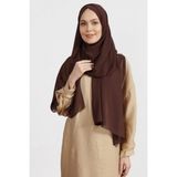 Flora Tekstil Krep Şifon Şal Kahverengi 185X 75 FLR241433