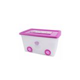 Flora Trendy Tekerlekli Oyuncak Kutusu 60 Lt Şeffaf Pembe