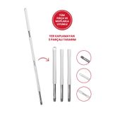Flora Tüm Vidalı Fırça ve Temizlik Gereçleriyle Uyumlu Mop Sapı, 3 Parçalı, Ayrılabilir, Çok Amaçlı Beyaz