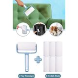Flora Tüy Toplayıcı ve 6 Adet Yedek Rulo Seti, Kedi Köpek Kıyafet Halı Koltuk Yapışkanlı Rulo Seti Mavi - Renk