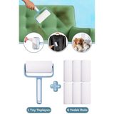 Flora Tüy Toplayıcı ve 6 Adet Yedek Rulo Seti, Kedi Köpek Kıyafet Halı Koltuk Yapışkanlı Rulo Seti Mavi