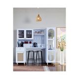 Floradesign Ambiyans Bar Masası+kahve Köşesi Dolabı | Led Aydınlatma | Temperli Cam Ve Jüt Kumaş Mdf Kapak Beyaz