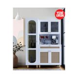 FLORADESİGN Ambiyans Kahve Köşesi | Led Aydınlatmalı Dolap | Temperli Karartma Cam ve Jüt Kumaş MDF Kapak