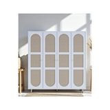 Floradesign Bali Bohem - 4 Kapaklı Gardırop | Jüt Mdf Kapaklı Elbise Dolabı | 160cm -beyaz