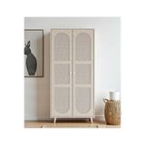 FLORADESİGN Bali Bohem Jüt 2 Kapaklı Gardırop – Jüt Kumaş MDF Kapaklı, Meşe