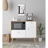 Floradesign Fresh Kahve Köşesi / Çok Amaçlı Dolap / Airfryer Dolabı / Mutfak Organizeri Meşe+beyaz