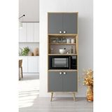 Floradesign Lavin Çok Amaçlı Mutfak -banyo-kiler Ve Fırın Dolabı / 4 Kapaklı Dolap / Mikrodalga Fırın Dolabı Meşe