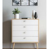 Floradesign Zen Şifonyer / Çok Amaçlı Dolap/ Çekmeceli Şifonyer / Kapaklı Şifonyer / 4 Çekmeceli Şifonyer 80cm Meşe/beyaz