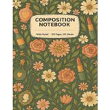 Floral Composition Notebook – 7.5" x 9.75", Wide Ruled, 120 Pages (60 Sheets), Elegant Flower & Beauty Design: Durable School Notebook with Lipstick, ... – Perfect for Writing, Notes, and Journaling