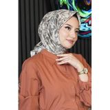 Floral Desen Bej Soft Pamuk Eşarp