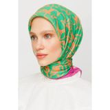 Floral Desen Dijital Soft Eşarp Su Yeşili